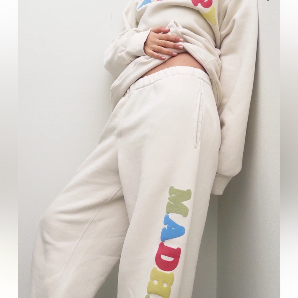 MadhappyCream Sweatpants with Colorful Lettering